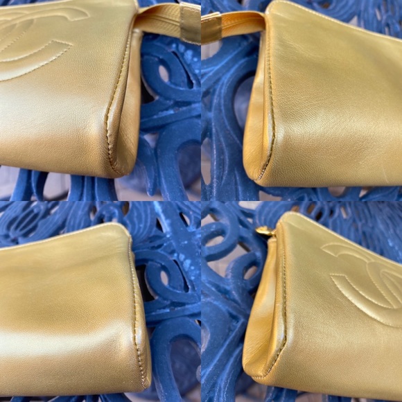 SOLD Chanel Gold Lambskin Timeless CC Cosmetic Pouch - Picture 9 of 11